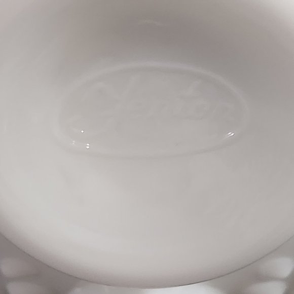 Vintage Fenton White Milk Glass Hobnail Crimped Ruffle Edge 3 Footed Decorative - Picture 4 of 10